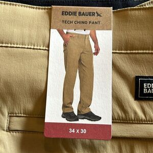 NEW Eddie Bauer Mens Tan Tech Chino Pants